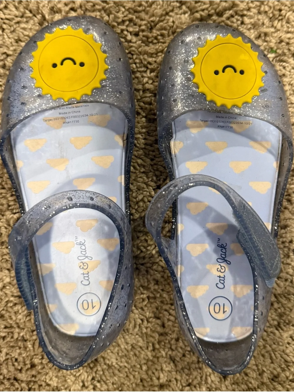 Cat & Jack Toddler Girls Size 10 Glitter Jelly Sandals ☀️✨